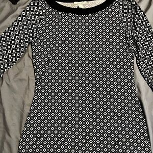 White House Black Market Black and White Diamond Pattern Tunic